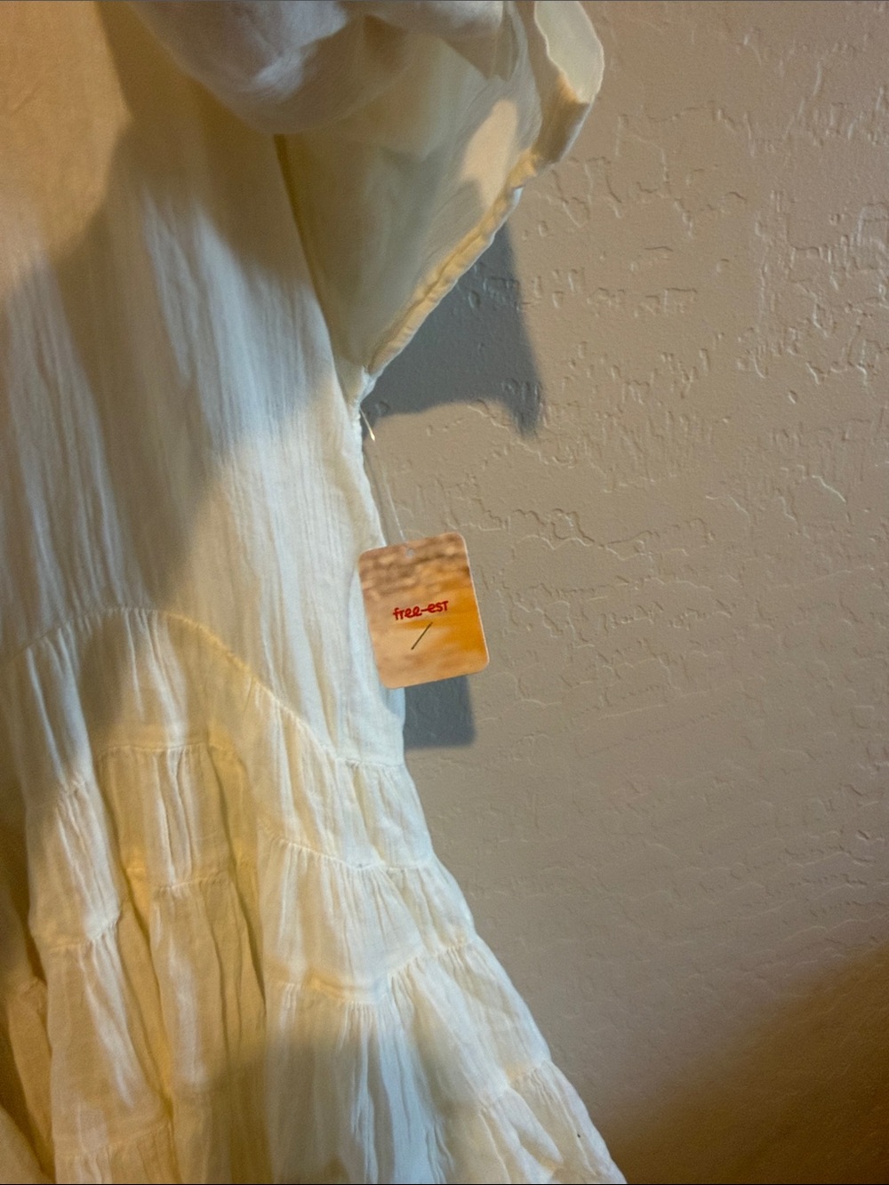 NWT Free People Cream Tiered Mini Dress - Picture 3 of 4
